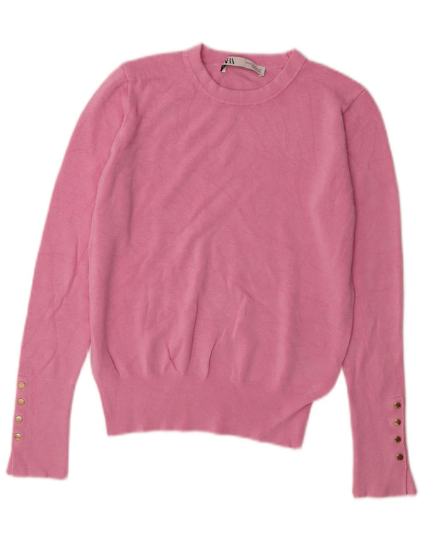 Pulover pentru damă Zara, cu gât turnut, UK 12, viscoză, roz mediu
