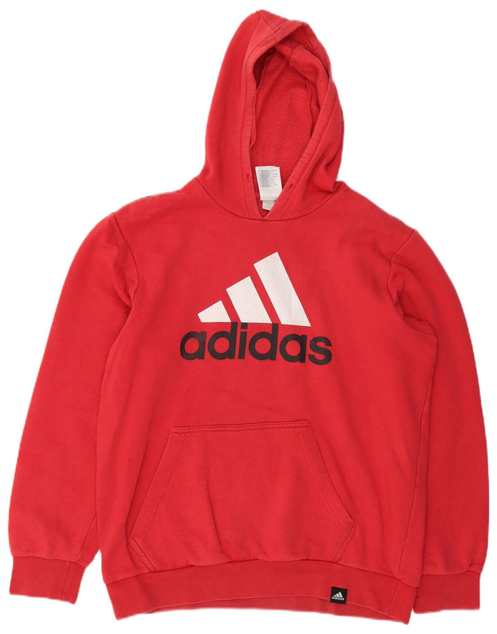 Pulover cu glugă grafic ADIDAS pentru bărbați, bumbac roșu mediu