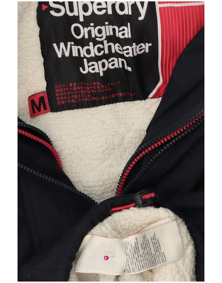 Jachetă Windbreaker pentru femei cu glugă Superdry UK 14 Medium Bleumarin