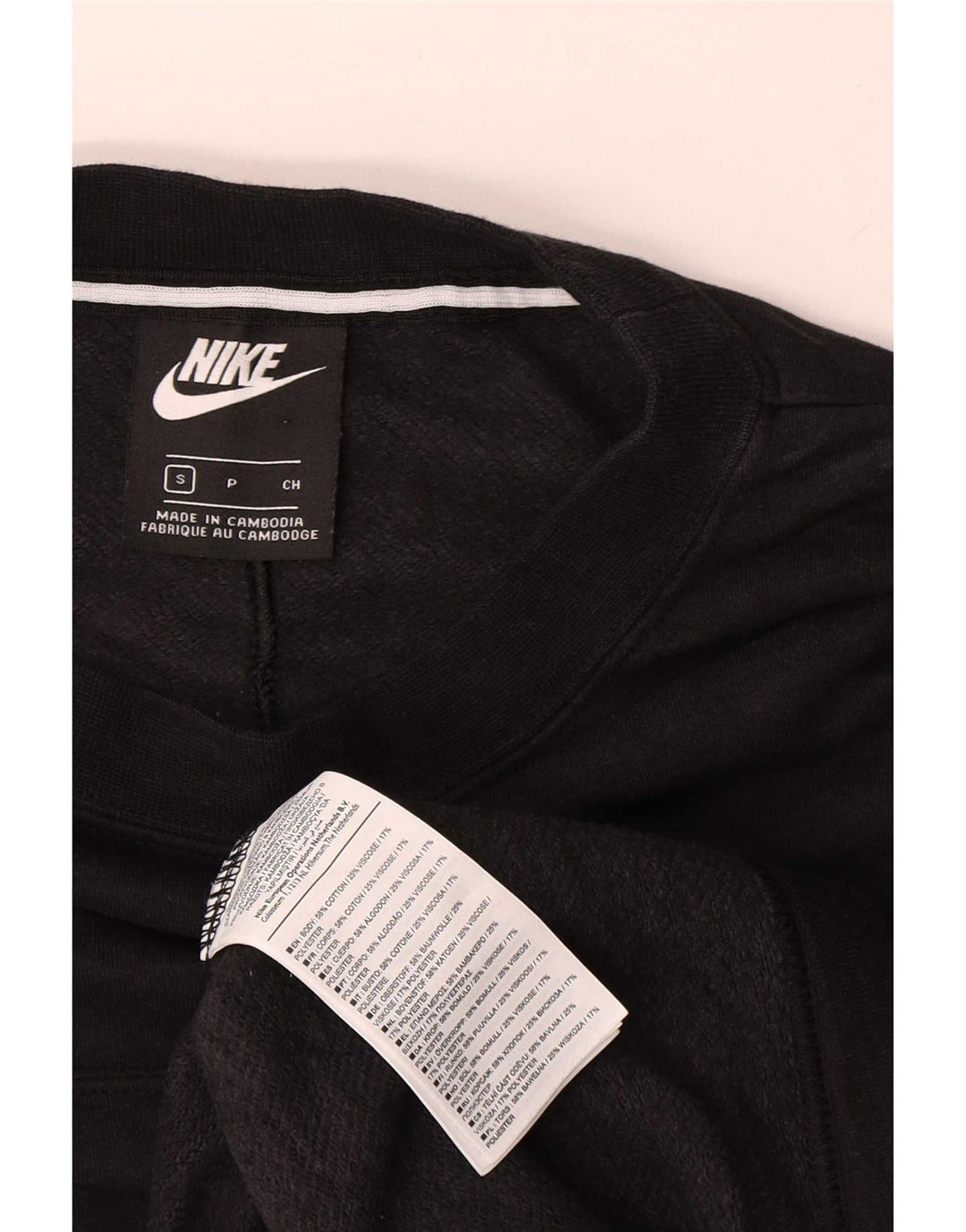 Pulover supradimensionat cu grafic Nike pentru femei UK 10 Bumbac negru mic