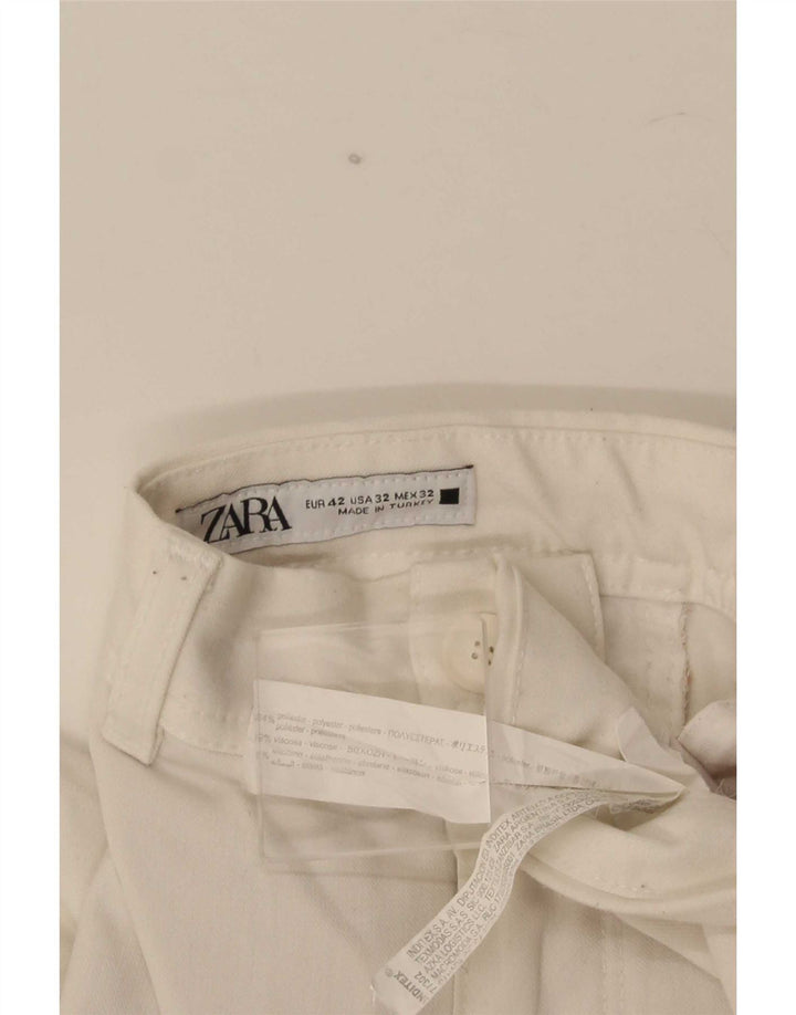Pantaloni chino drepți pentru bărbați Zara EU 42 Large W32 L28 Poliester alb