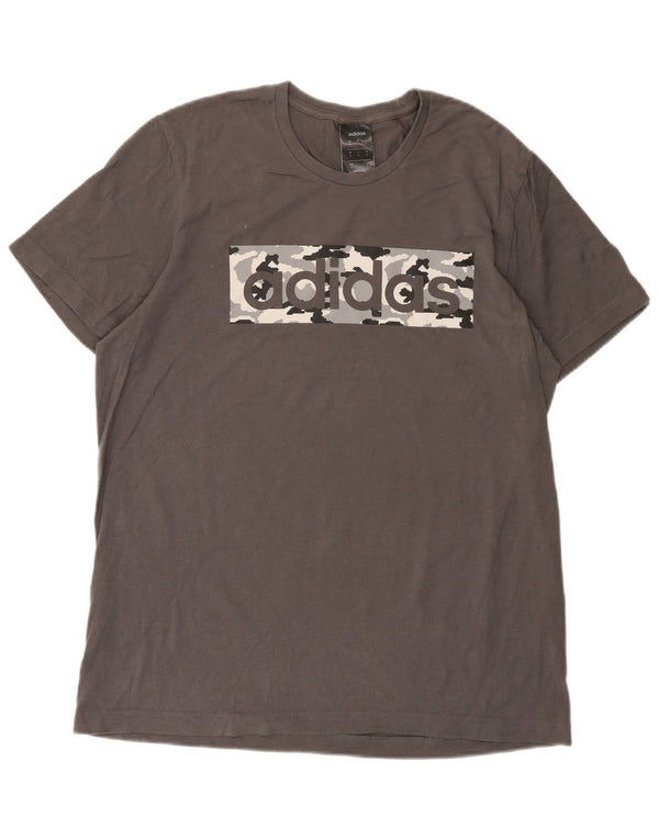 Adidas Mens Graphic T-Shirt Top Medium Grey Cotton