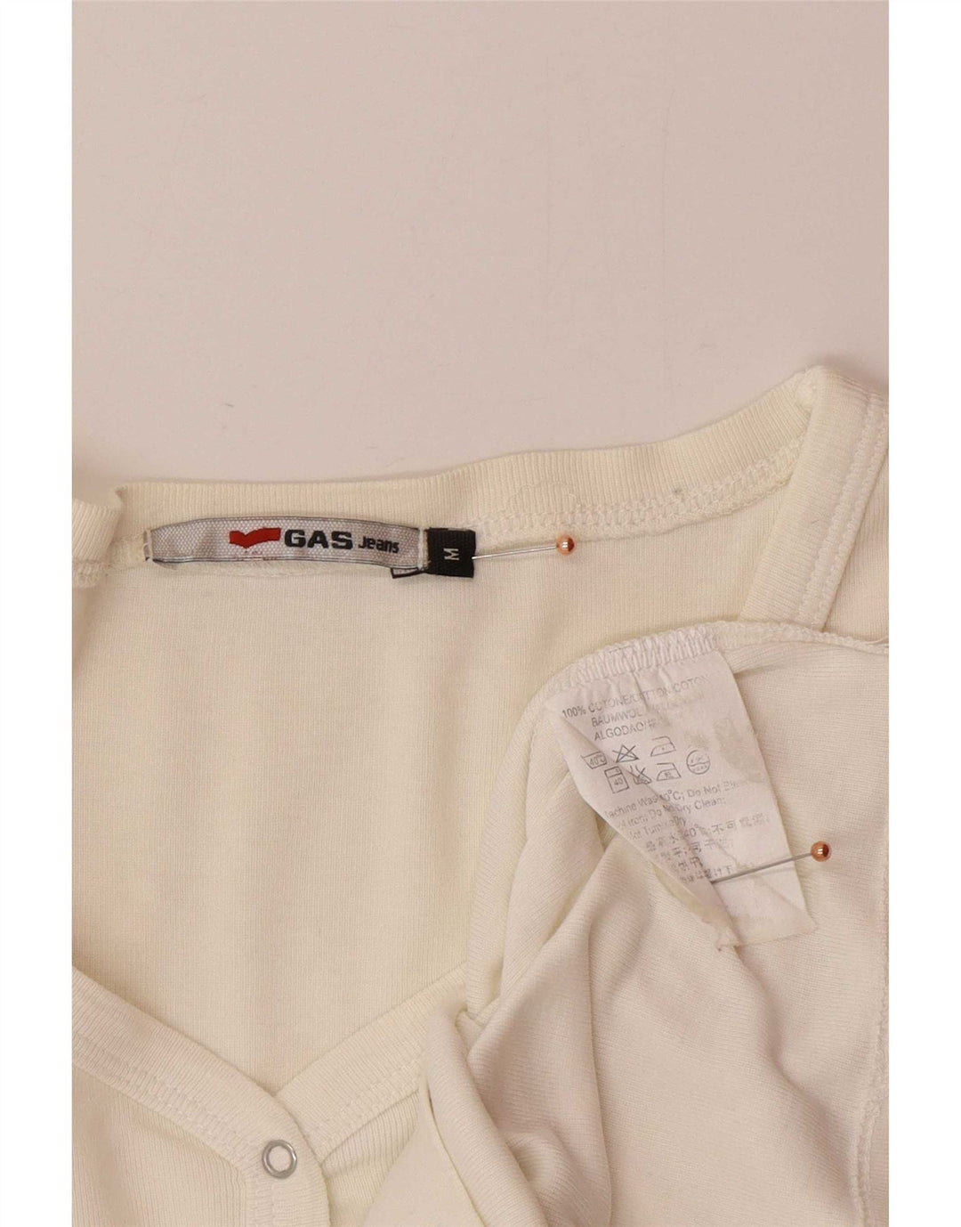 Top pentru femei Gas cu mânecă lungă UK 12 Medium Alb Off Cotton