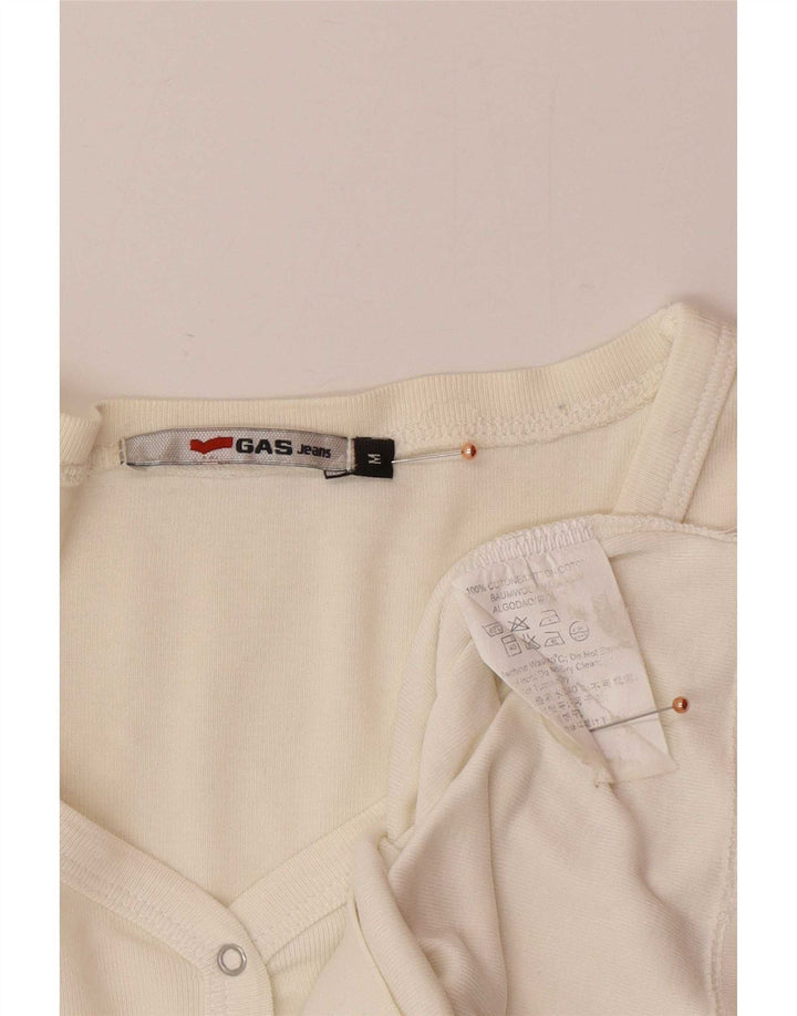 Top pentru femei Gas cu mânecă lungă UK 12 Medium Alb Off Cotton