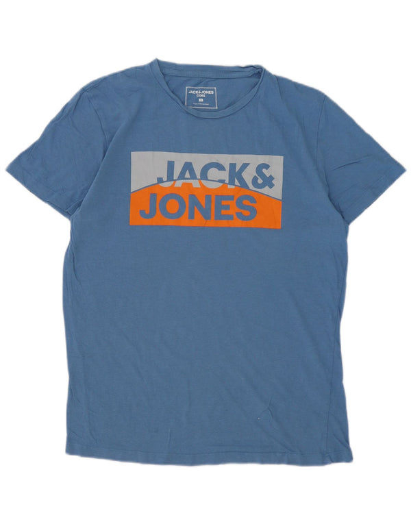 Tricou cu grafic Jack & Jones pentru bărbați Top din bumbac albastru mediu
