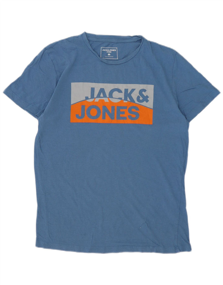 Tricou cu grafic Jack & Jones pentru bărbați Top din bumbac albastru mediu