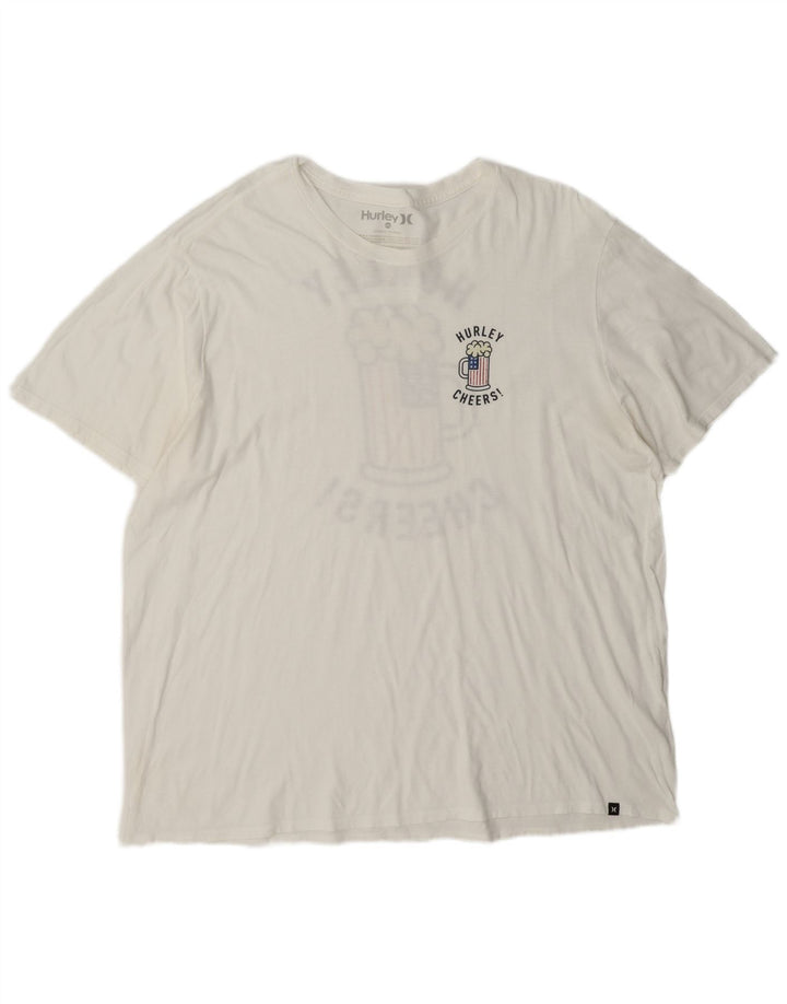 Hurley Mens Graphic T-Shirt Top 2XL White Cotton