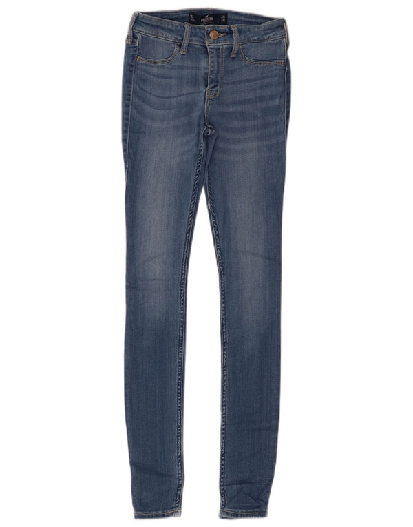 Blugi skinny Hollister pentru femei cu talie joasă US 0 XS W24 L30 albastru bumbac