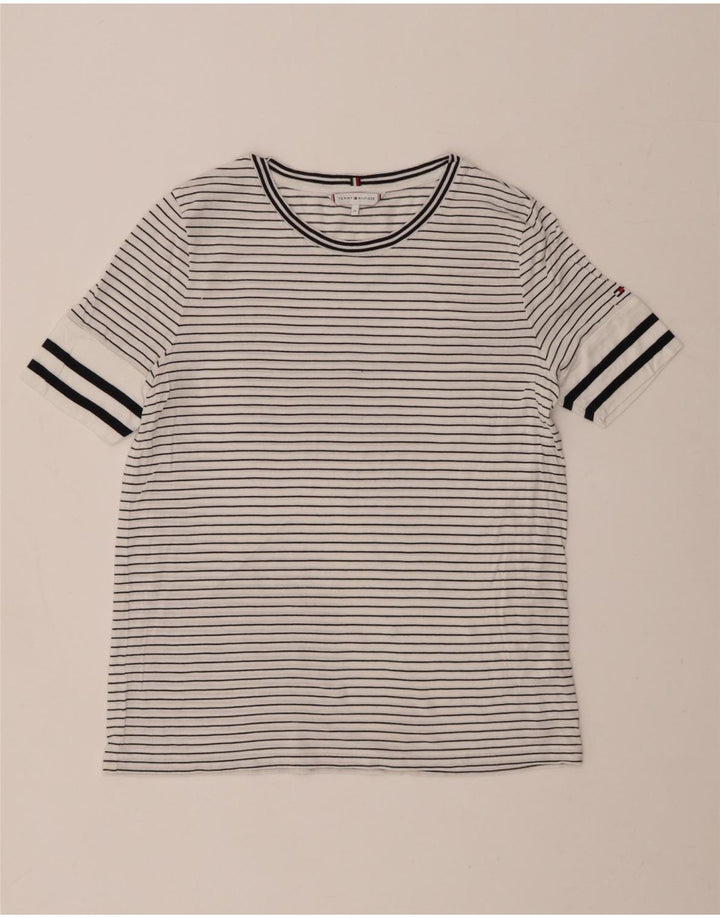 TOMMY HILFIGER Tricou pentru femei Top UK 14 Medium White Striped Lyocell