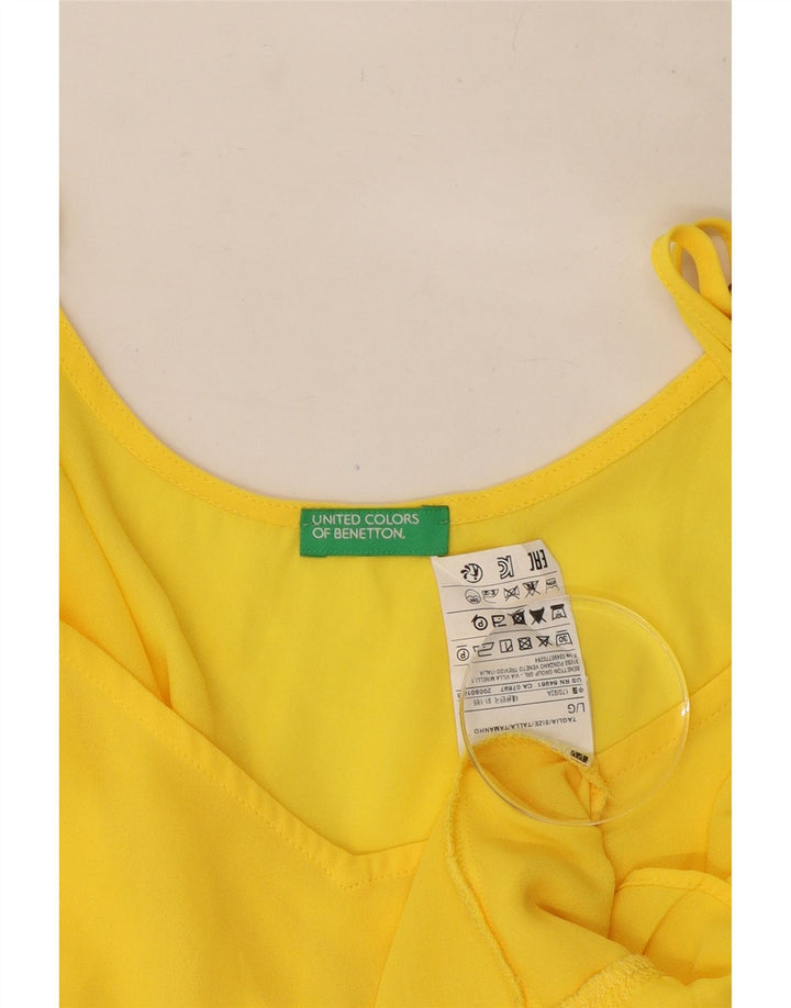 Benetton Cami Top pentru femei UK 16 Large Galben Poliester
