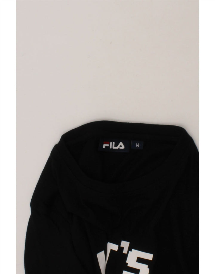 FILA Boys Graphic Top Long Sleeve 13-14 Years Black Cotton Vintage Fila and Second-Hand Fila from Messina Hembry 