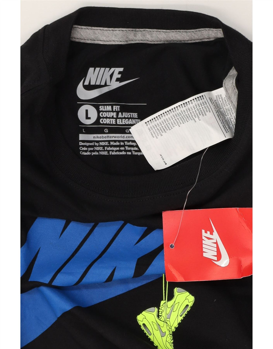 Tricou grafic pentru bărbați NIKE Slim Fit Top mare din bumbac negru