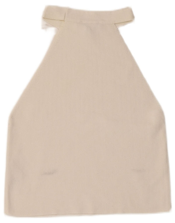 Topshop Crop Halter Top pentru femei UK 8 Small White Viscose