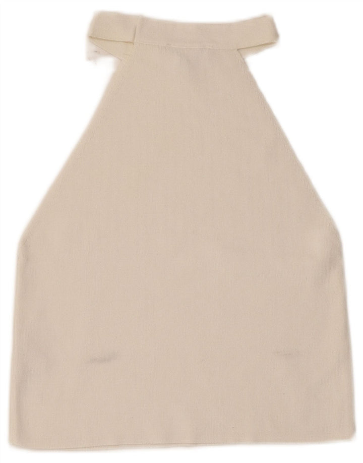 Topshop Crop Halter Top pentru femei UK 8 Small White Viscose