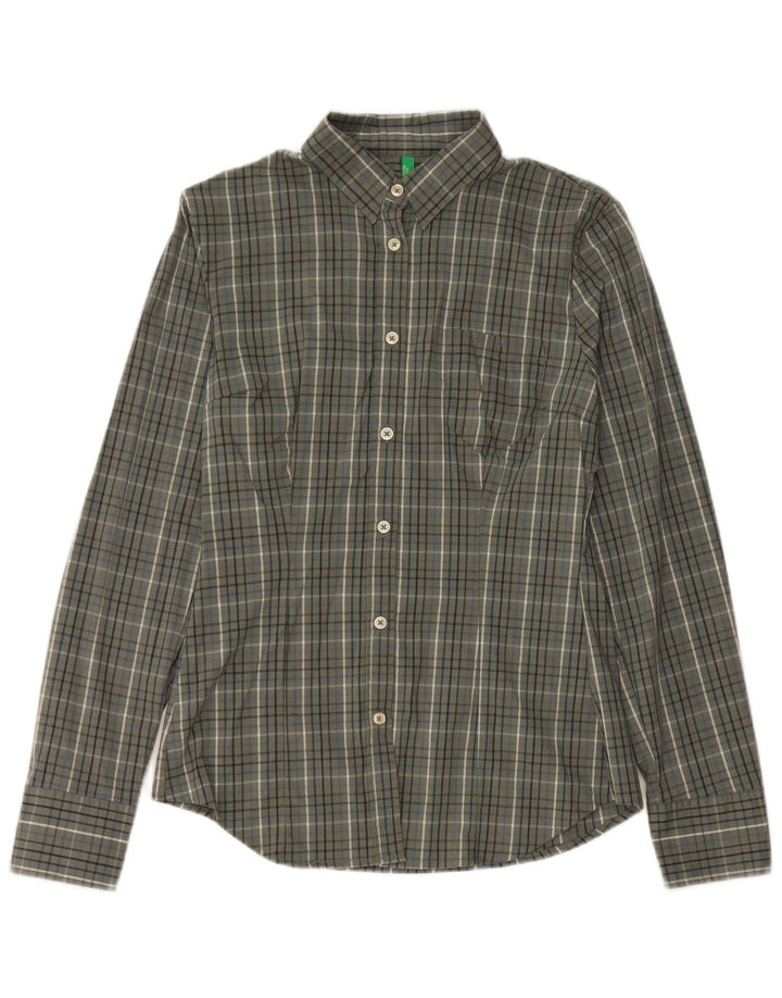 Cămașă Benetton pentru femei UK 12 Medium Khaki Check Bumbac
