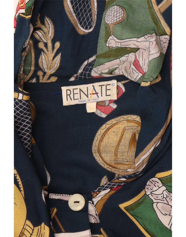 Bluză cămașă supradimensionată pentru femei Renate, cu model abstract, UK 16, mare, bleumarin