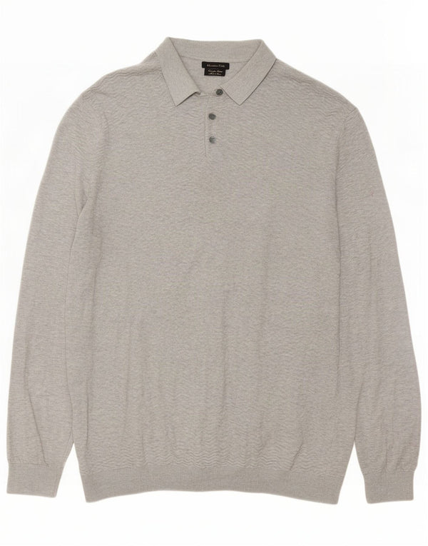 Massimo Dutti Pulover cu gât polo pentru bărbați XL bumbac gri