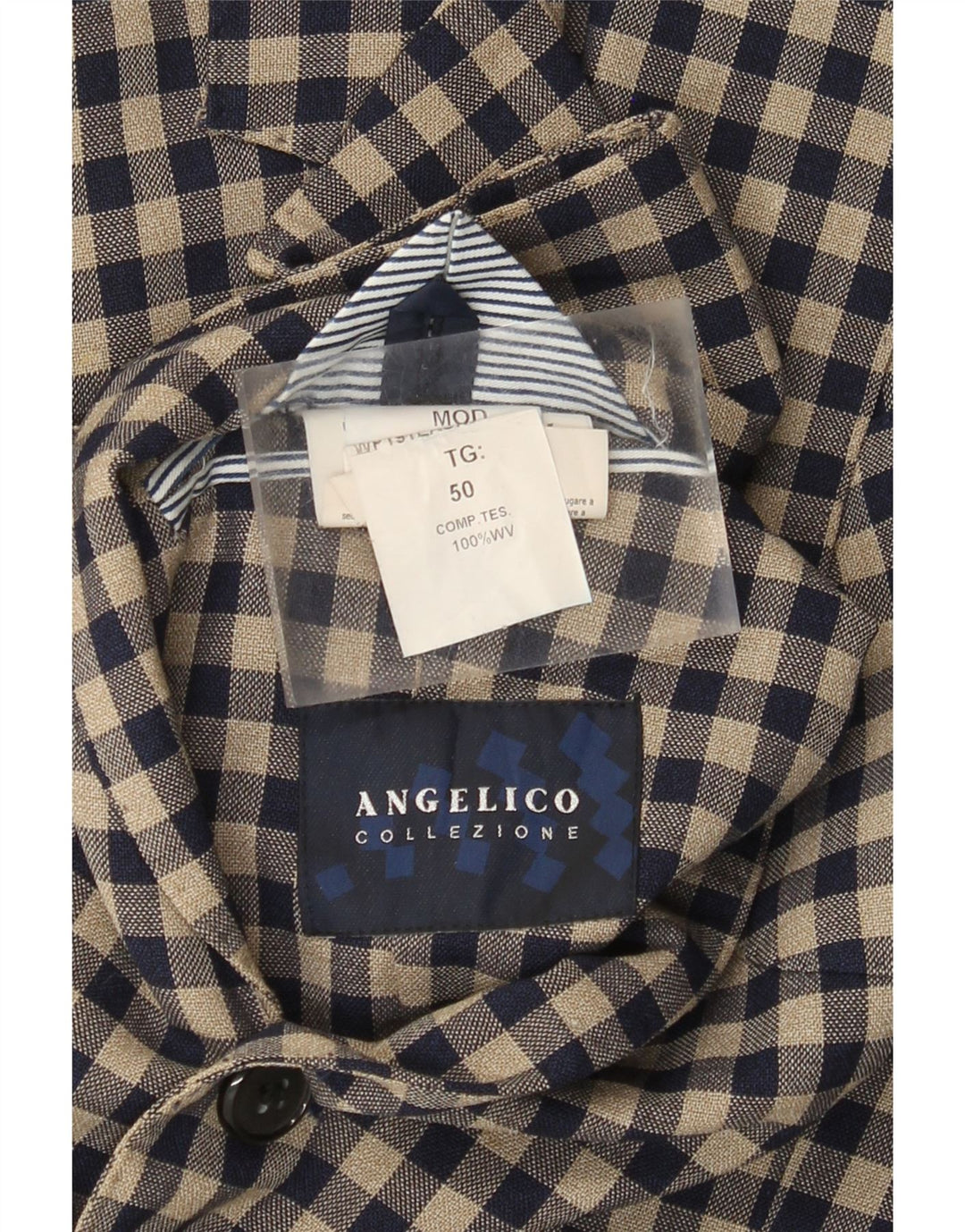 Jachetă pentru bărbați Angelico, cu 2 nasturi, IT 50, mare, bej, lână vichy