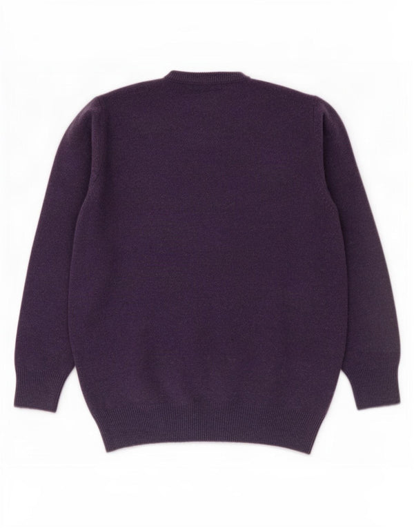 Pulover pentru bărbați Marks & Spencer, cu gât crew, lână de miel violet mediu