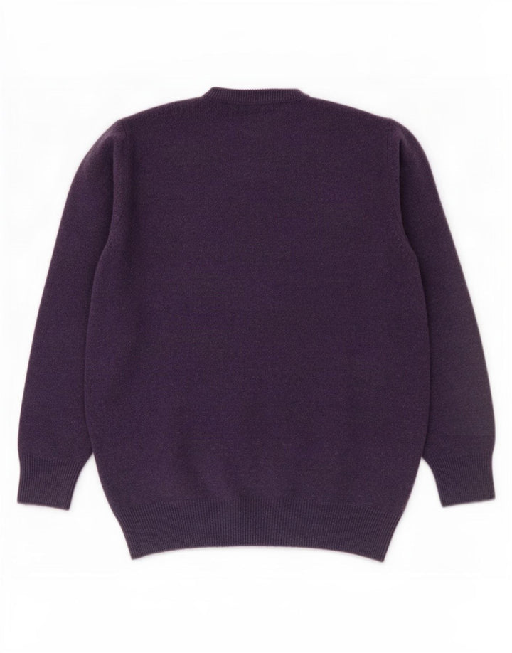 Pulover pentru bărbați Marks & Spencer, cu gât crew, lână de miel violet mediu