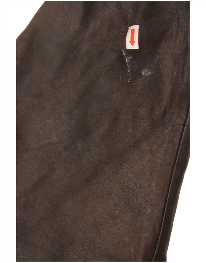 VINTAGE Palton din piele cu glugă pentru femei EU 38 Piele maro medie