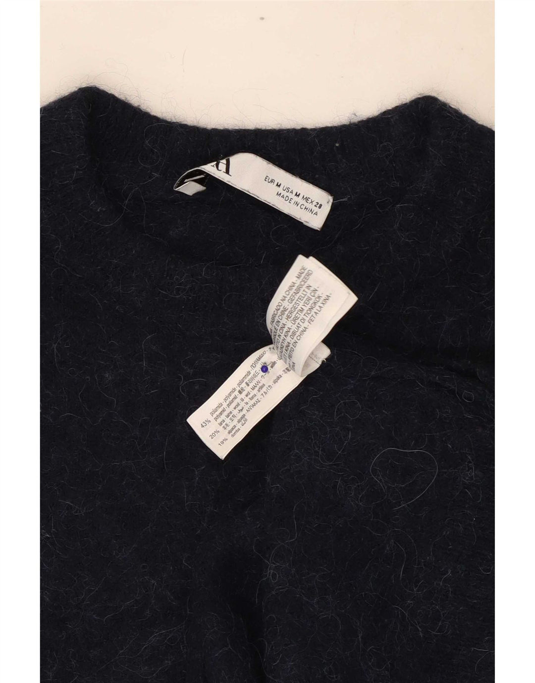 Pulover pentru damă Zara, cu gât turnut, UK 14 Medium, bleumarin, poliamidă
