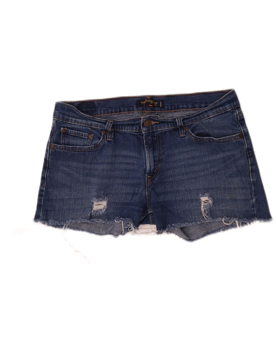 Pantaloni scurți Levi's pentru femei 524 Distressed Super Low Denim US 11 Large W32 Blue