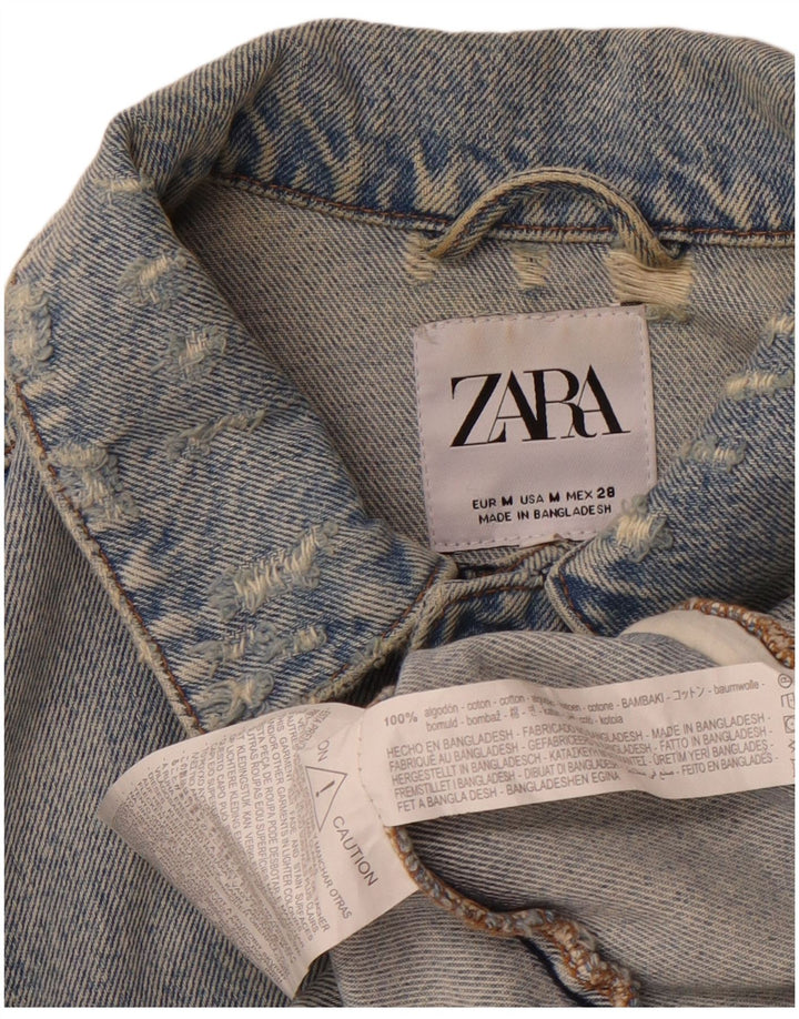 Jachetă pentru bărbați ZARA din denim învechit UK 38, bumbac albastru mediu