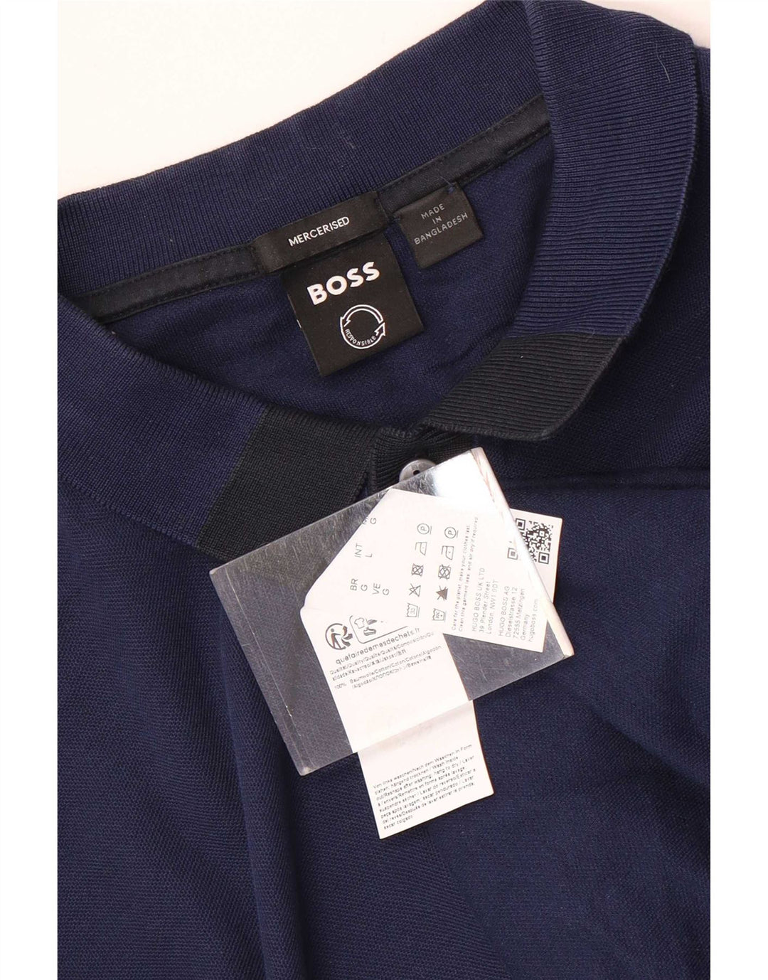 Cămașă polo pentru bărbați Hugo Boss, mare din bumbac bleumarin