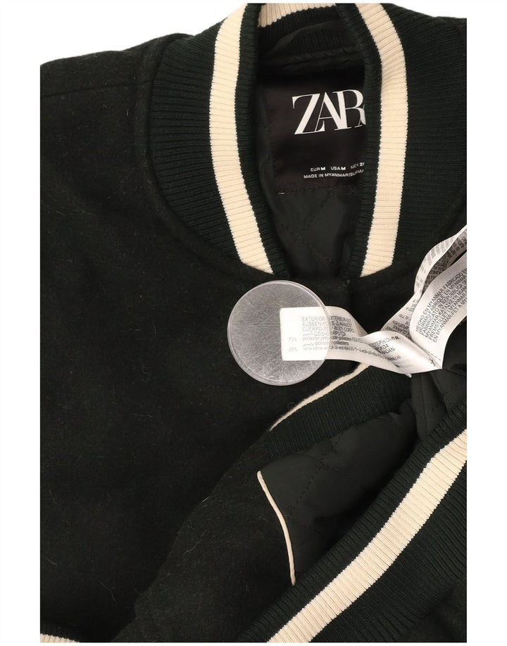 Jachetă Varsity Grafică ZARA pentru bărbați UK 38 Medium Green Colorblock Poliester