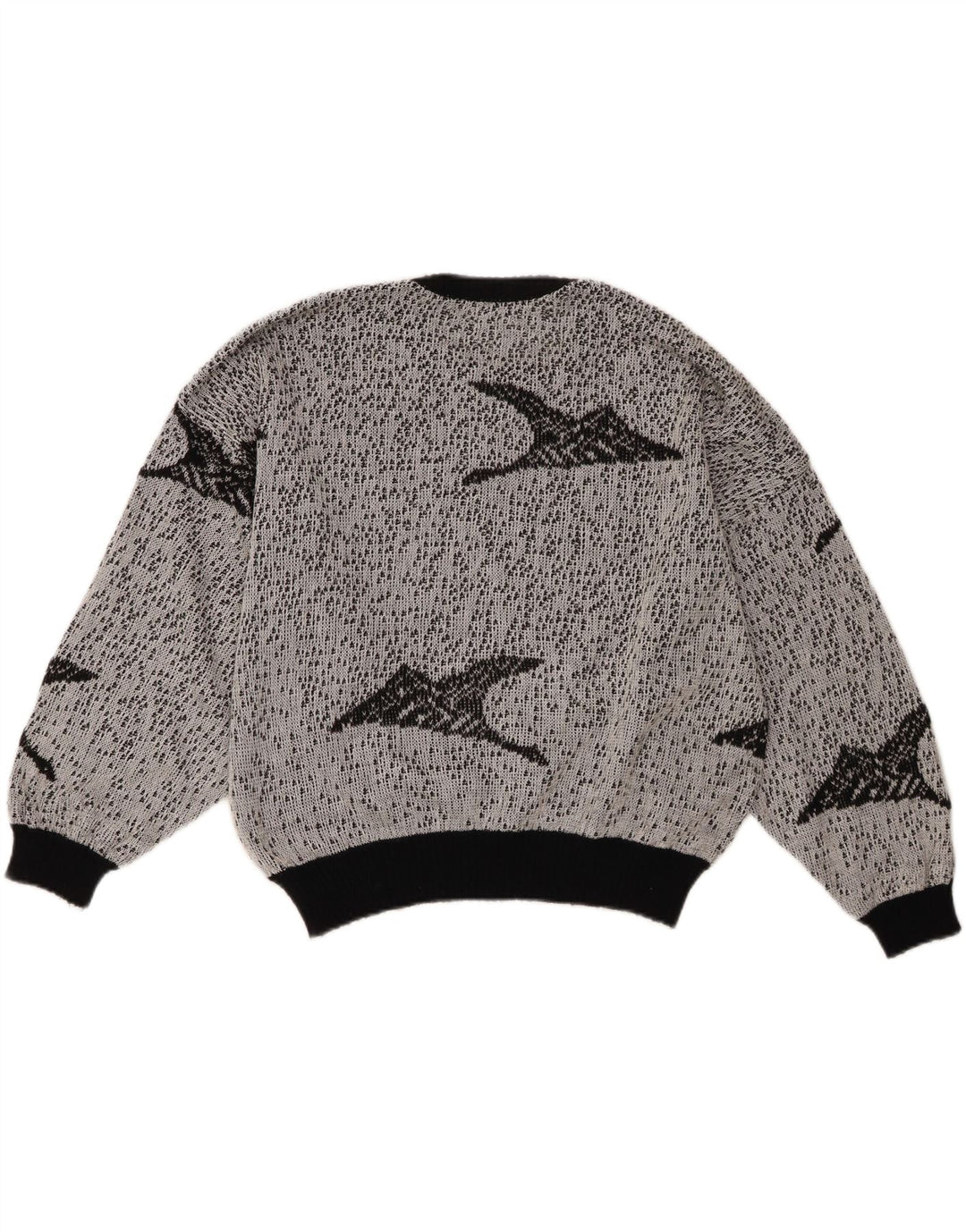 Pulover vintage pentru femei, cu model abstract, cu decolteu rotund, UK 18 XL, gri