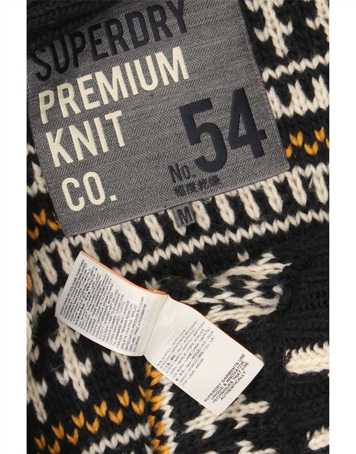Pulover cardigan deschis pentru femei Superdry UK 14 Medium Black Striped Acrylic