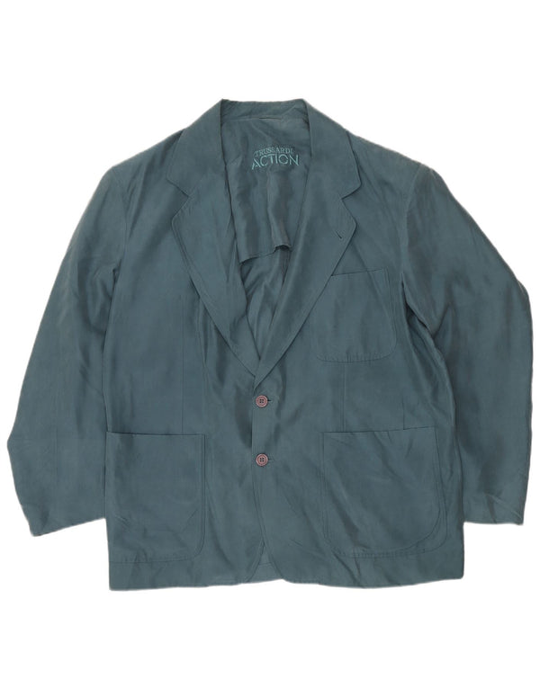 TRUSSARDI Jachetă pentru bărbați cu 2 nasturi IT 54 2XL Blue Silk