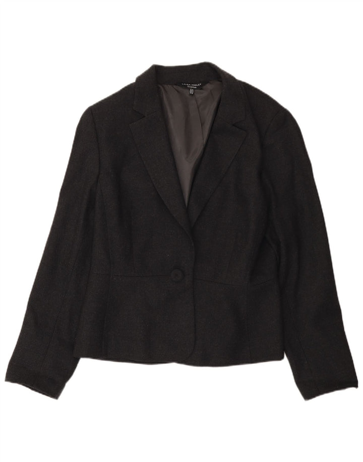 Jachetă blazer pentru femei Laura Ashley cu 1 nasture UK 18 XL Lână gri