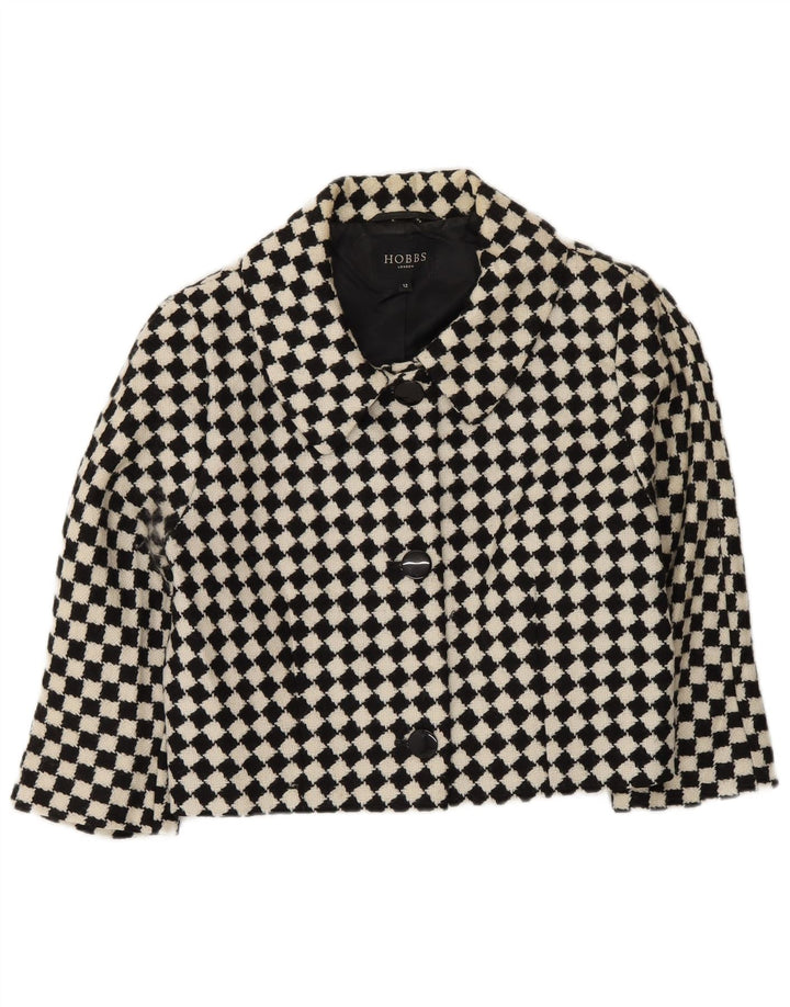 Jachetă Bolero Hobbs pentru femei cu mâneci 3/4 UK 12 Lână geometrică medie neagră