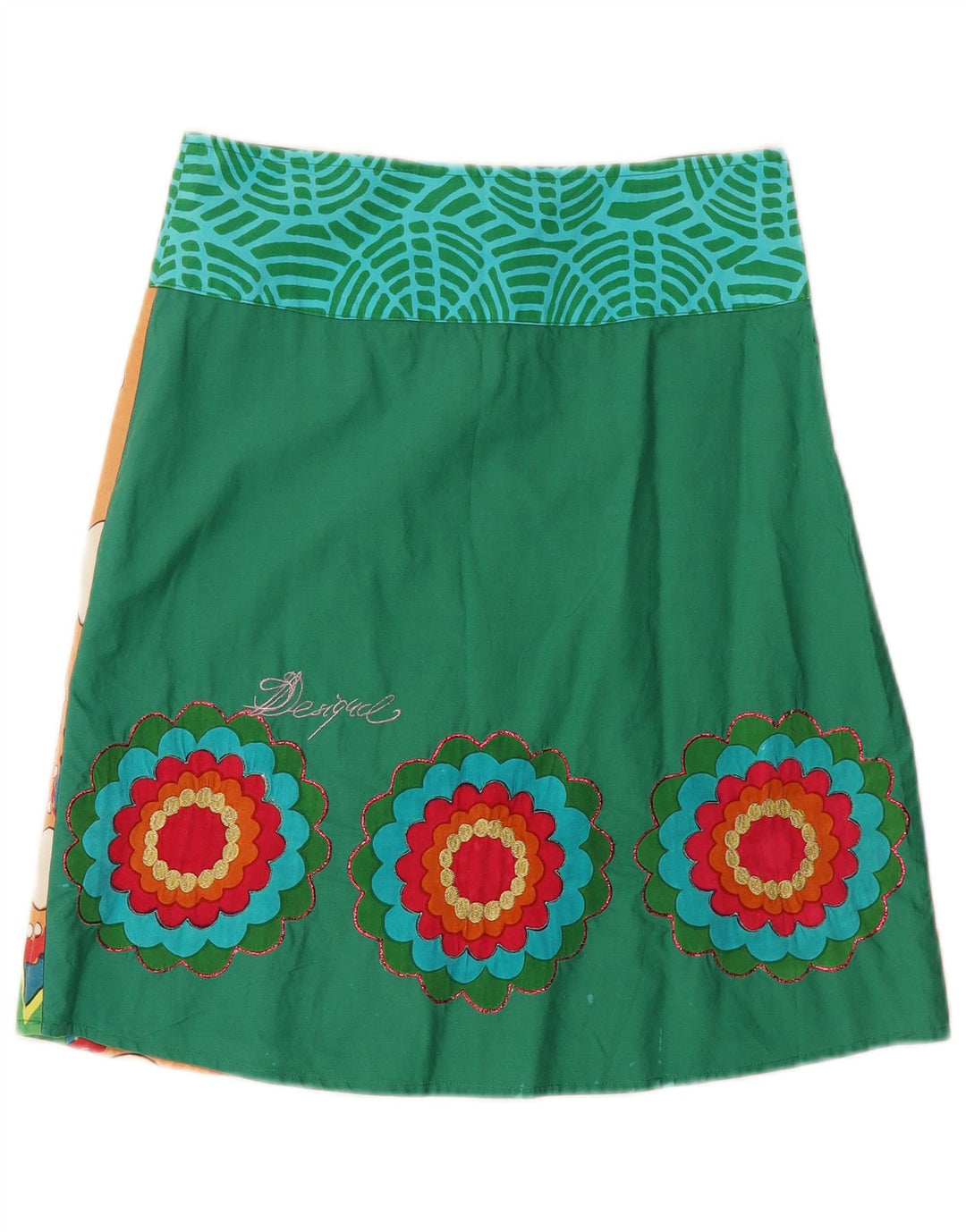 Fusta A-Line pentru femei DESIGUAL EU 38 Medium W28 Verde Floral
