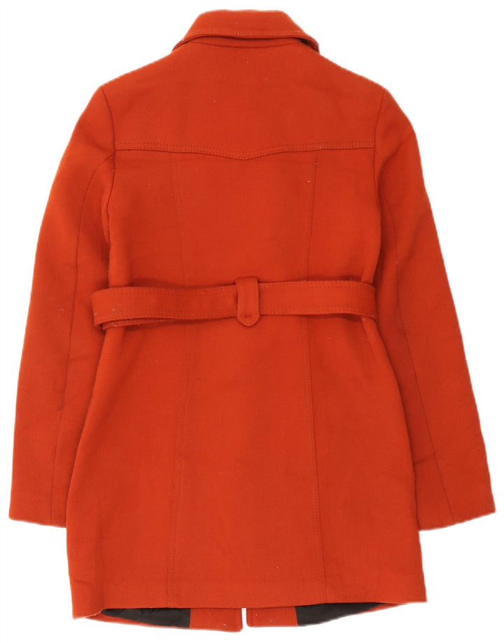 Zara Womens Overcoat UK 10 Small Orange Polyester