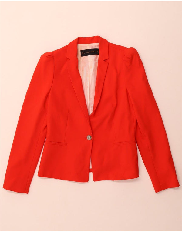 Sacou blazer pentru femei Zara cu 1 nasture UK 38 Medium Red Acetat