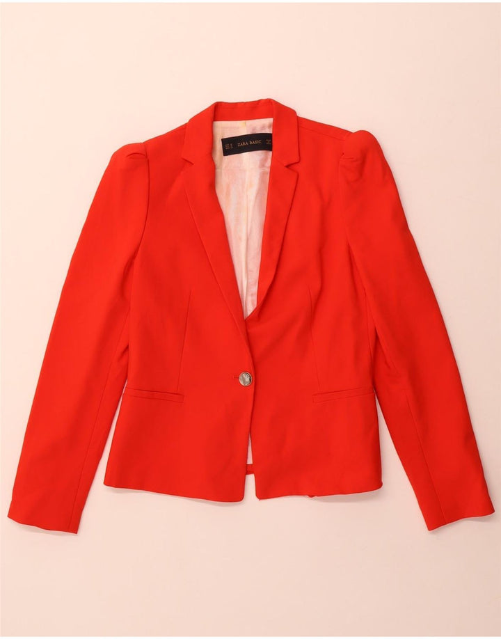 Sacou blazer pentru femei Zara cu 1 nasture UK 38 Medium Red Acetat
