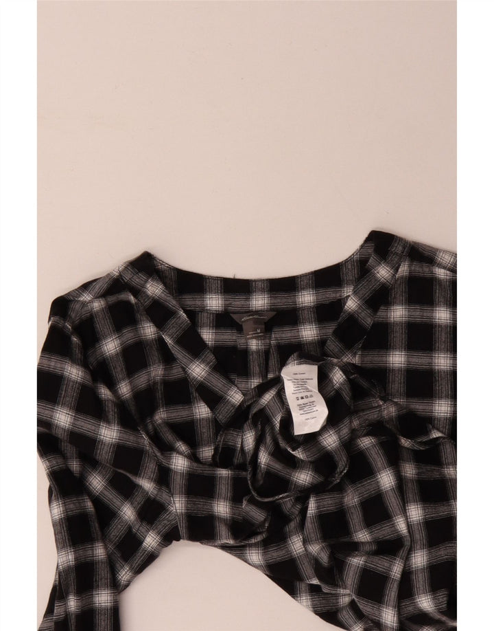 Cămașă cu pulover pentru femei Eddie Bauer UK 14 Medium Black Check Bumbac