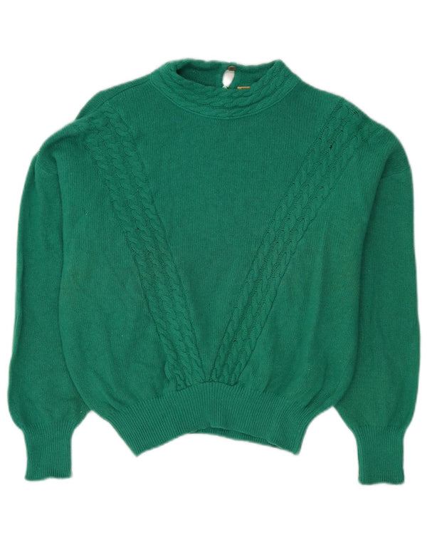 Pulover vintage cu gât țestoasă pentru femei IT 46 Angora verde mare