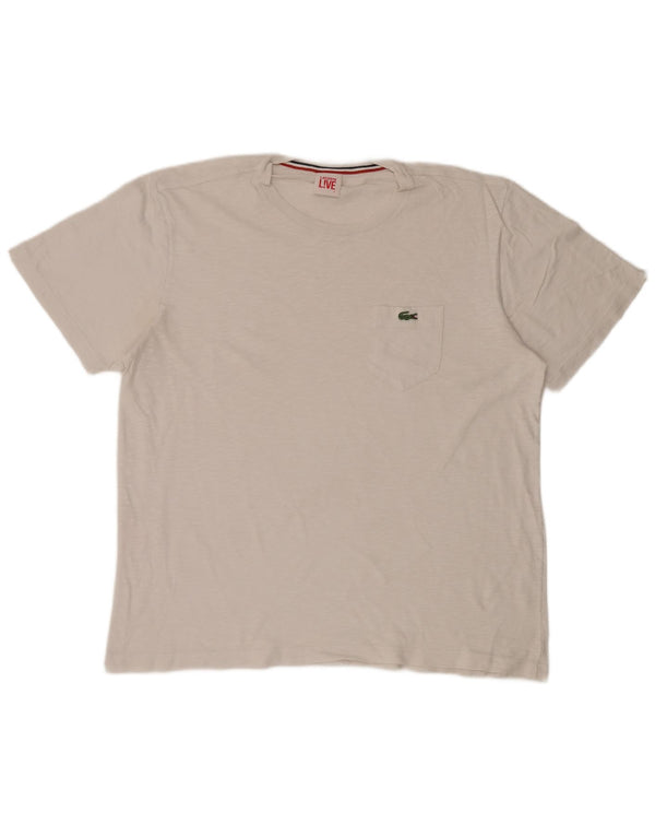 Tricou Lacoste pentru bărbați Top Mărimea 7 2XL Bumbac pete alb