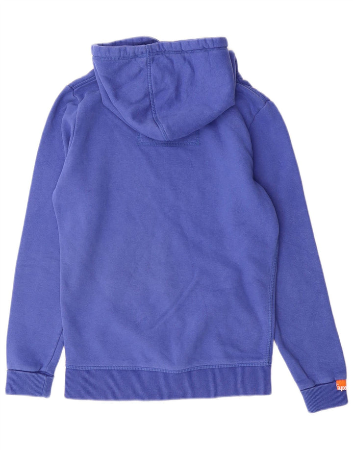SUPERDRY Pulover cu glugă cu grafic pentru femei UK 10 Small Blue Bumbac