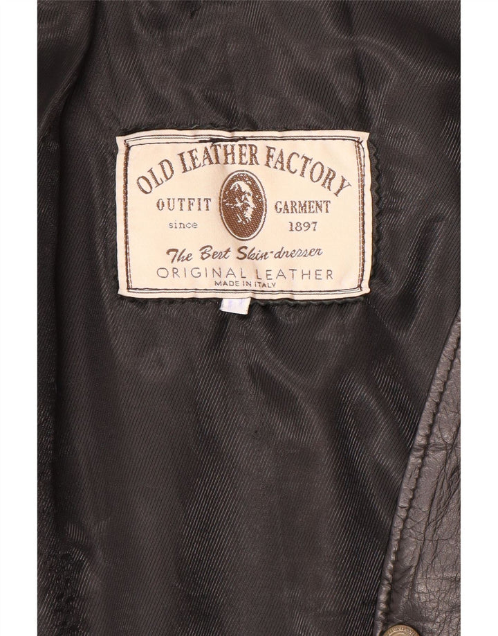 Vestă din piele vintage pentru bărbați, mare, neagră