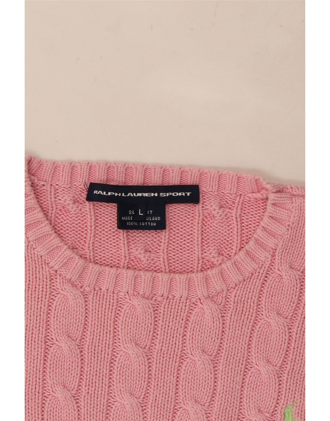 RALPH LAUREN Pulover Crop Crew Deck pentru femei UK 14 Roz mare