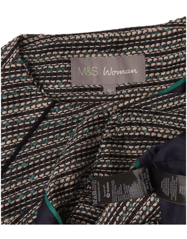 Jachetă pentru femei Marks & Spencer Crop Blazer UK 12 Medium Gri cu dungi acrilice