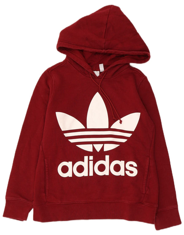 Adidas Womens Graphic Hoodie Jumper UK 6 XS Red Cotton