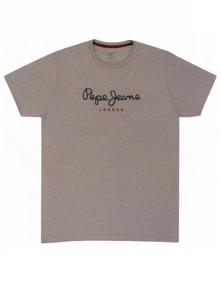 Tricou cu grafică obișnuită pentru bărbați PEPE Jeans Top din bumbac cu pete gri mediu