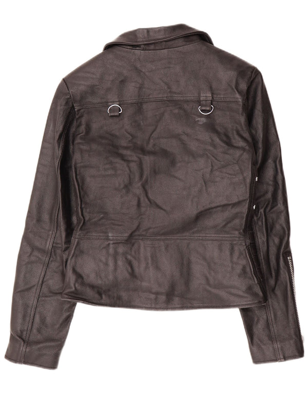 Jachetă de motociclist din piele pentru femei VINTAGE UK 12 Piele neagră medie