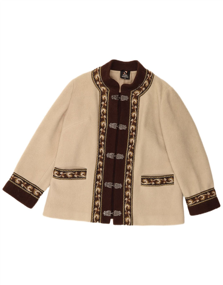 Jachetă Blazer Femei Fjord EU 44 XL Bej Lână Fair Isle Retro